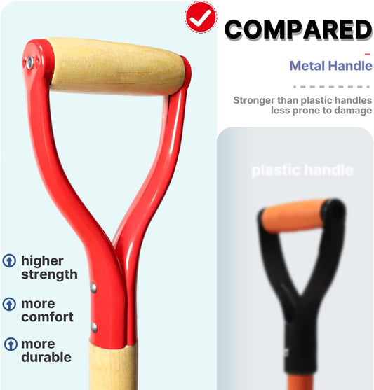VNIMTI Garden Fork,4-Tine Spading Fork,Compost Fork,Steel Digging Fork,45Inch,Steel Y-Grip,Wooden Handle