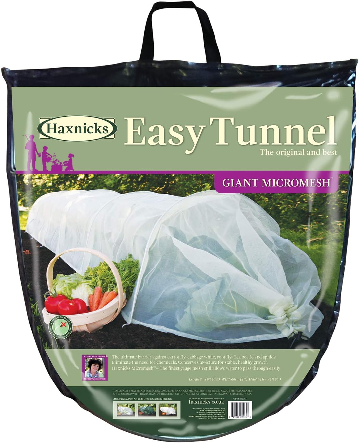 50-5060 Haxnicks Easy Fleece Tunnel Garden Cloche, Cover and Protect Plants from Harsh Weather, Animals, and Pests, Fleece Dome for Your Garden