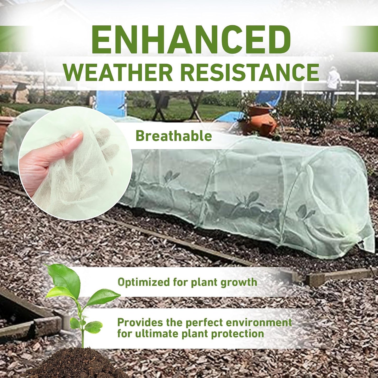 50-5060 Haxnicks Easy Fleece Tunnel Garden Cloche, Cover and Protect Plants from Harsh Weather, Animals, and Pests, Fleece Dome for Your Garden
