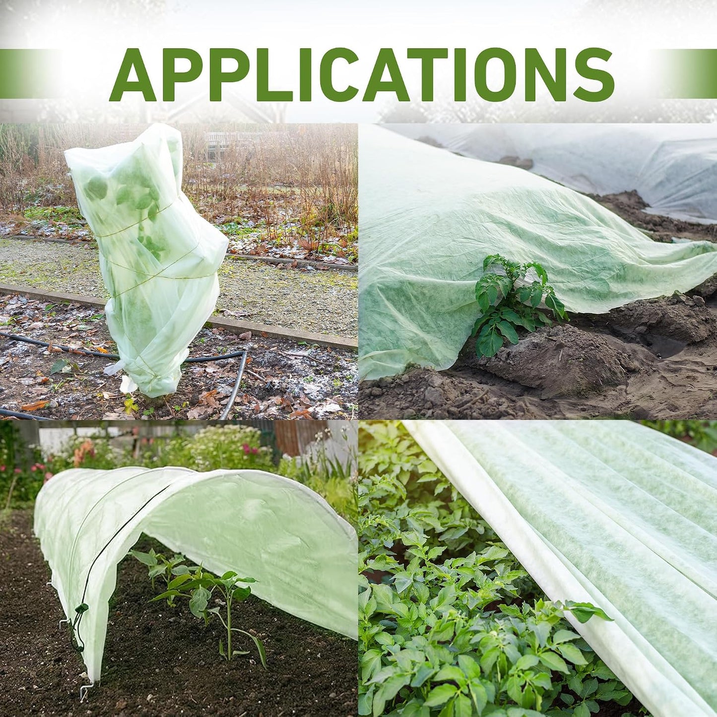 50-5060 Haxnicks Easy Fleece Tunnel Garden Cloche, Cover and Protect Plants from Harsh Weather, Animals, and Pests, Fleece Dome for Your Garden