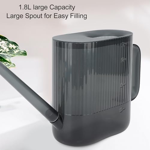 Watering Can for Indoor and Outdoor Plants, Large Long Spout with Removable Stainless Steel Sprinkler Head, Modern Small Garden Watering Can for Houseplants, Bonsai, Flowers (Gray)