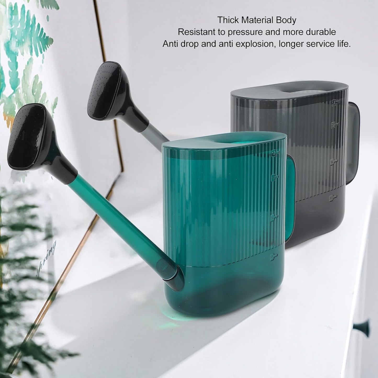 Watering Can for Indoor and Outdoor Plants, Large Long Spout with Removable Stainless Steel Sprinkler Head, Modern Small Garden Watering Can for Houseplants, Bonsai, Flowers (Gray)