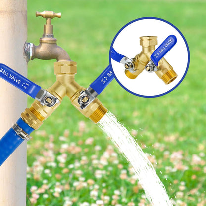 Garden Hose Splitter 2 Way, 3/4" GHT Water Hose Splitter for Yard