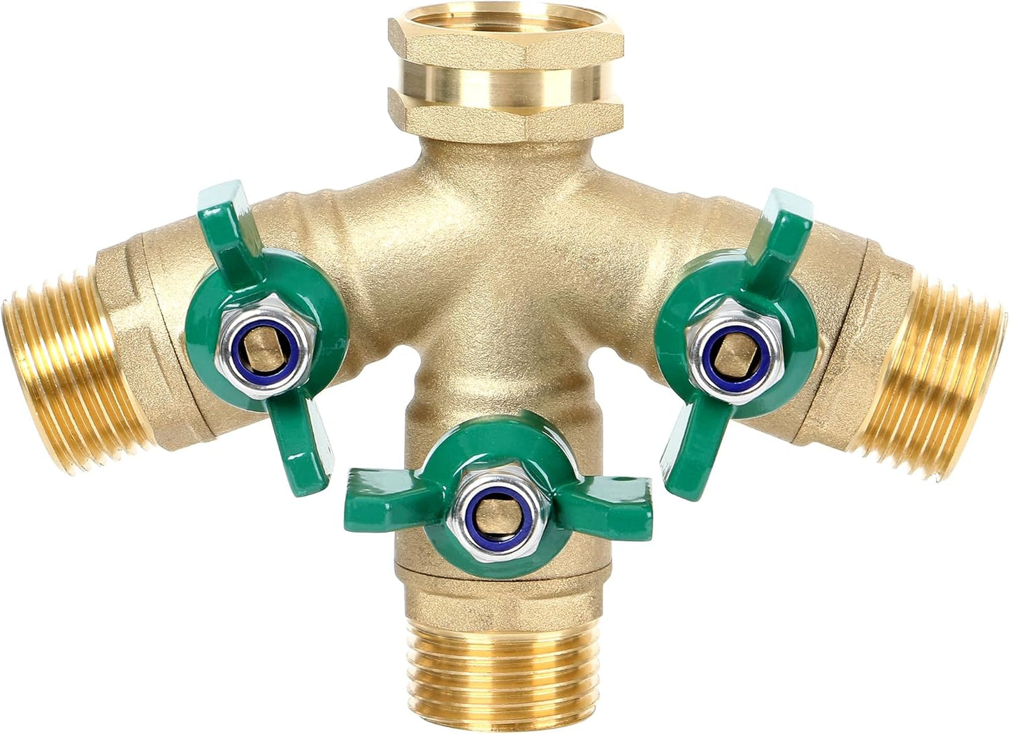 Garden Hose Splitter Full Flow, Brass Heavy Duty Hose Splitter 2-Way High Flow, All Metal Hose Y Splitter with Shutoff, Outdoor Faucet Splitter Hose Connector, Water Hose Y Valve Tap Adapter