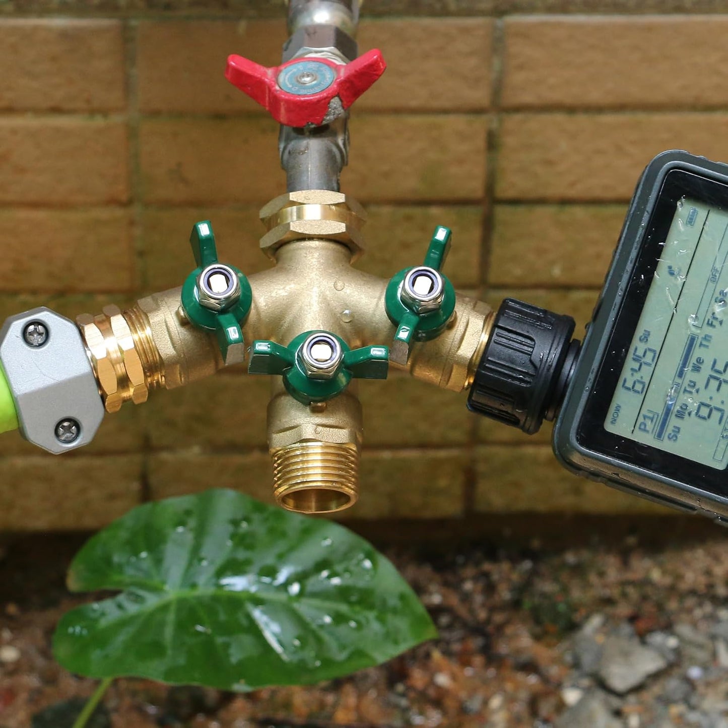 Garden Hose Splitter Full Flow, Brass Heavy Duty Hose Splitter 2-Way High Flow, All Metal Hose Y Splitter with Shutoff, Outdoor Faucet Splitter Hose Connector, Water Hose Y Valve Tap Adapter