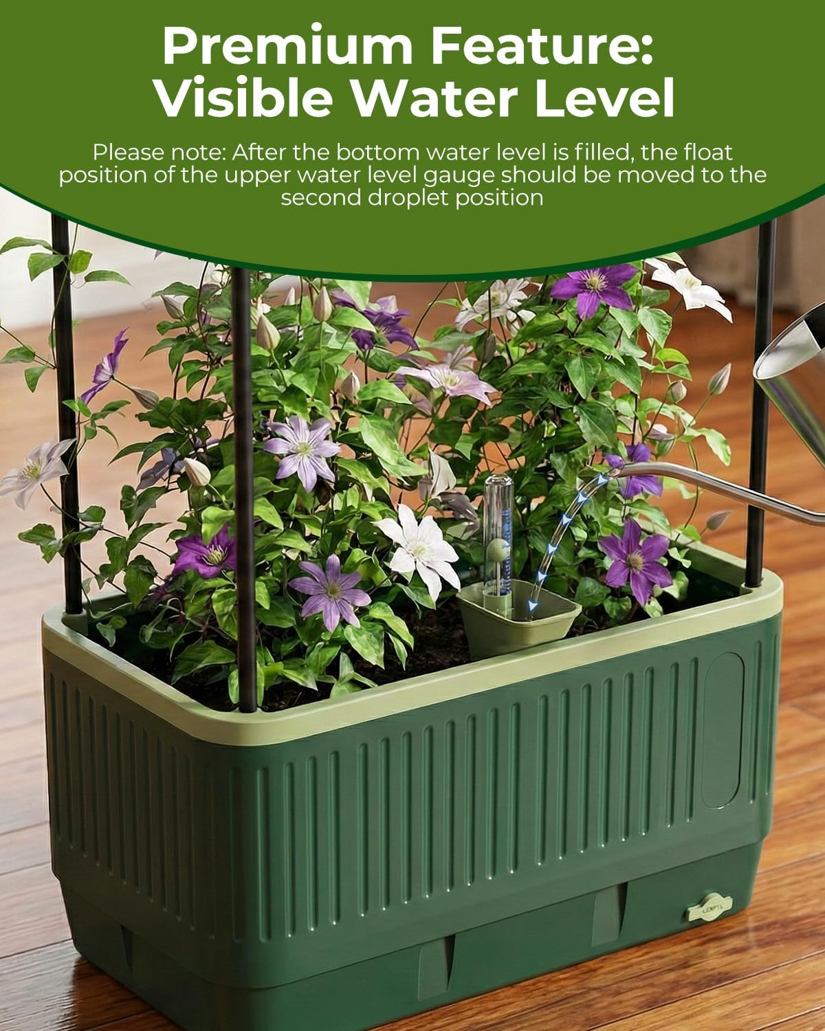 Raised Garden Bed Planter Box with Trellis, Self Watering Tomato Planters for Climbing Plants, Tomato Cage Trellis for Vegetables & Vine Flowers Indoor Outdoor Patio