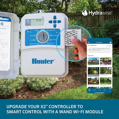 Hunter X2 4 Zone Sprinkler Controller, WiFi Compatible Sprinkler Timer