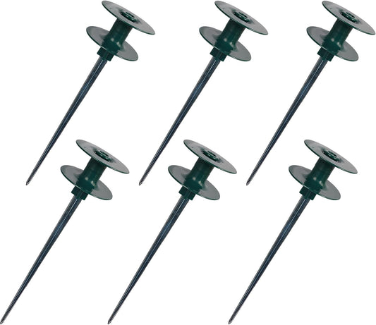 6 Pack Garden Hose Guide Spike, 10 Inch Rustproof Zinc Sturdy Metal Stake, Heavy Duty Spin Top, Keeps Garden Hose Out of Flower Beds for Plant Protection