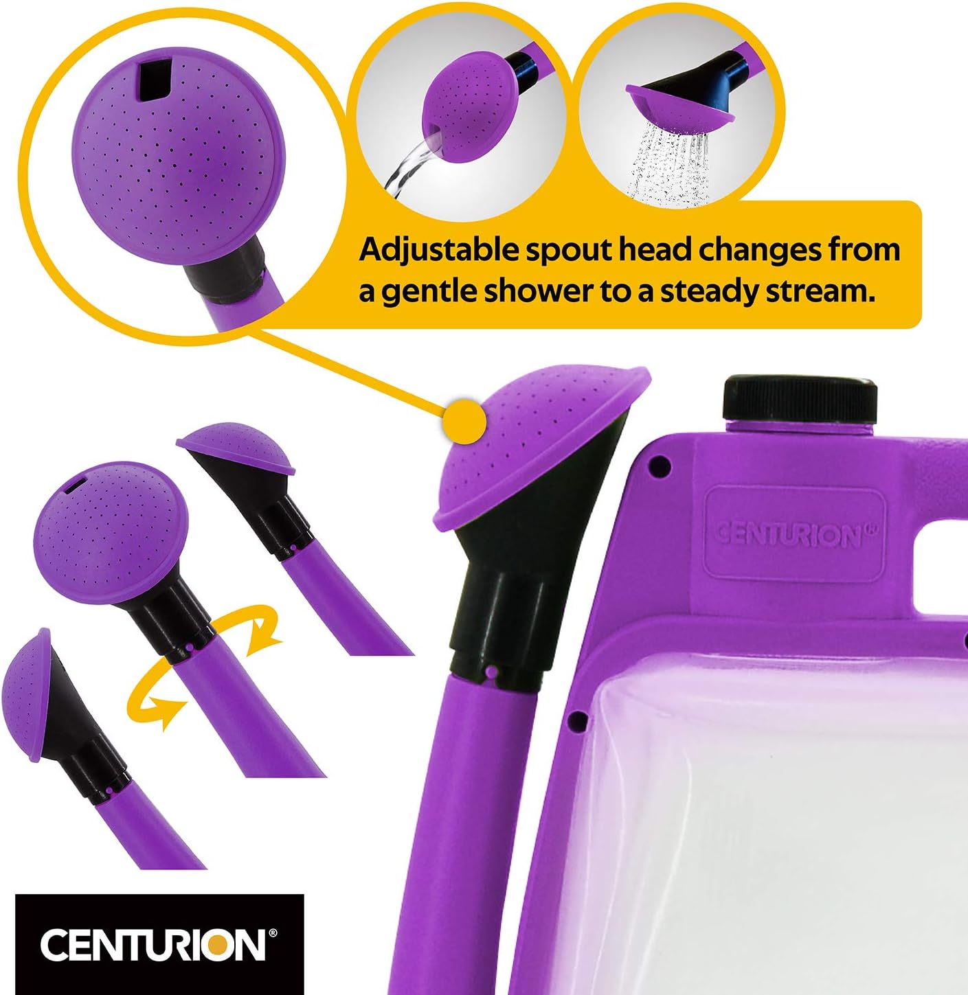 1408 Foldable Clear Plastic Watering Can,1.5 Gal with Rotating Nozzle, Long Stem Spout, Compact Ergonomic Design with Sprinkler & Pouring System Ideal for Indoor/Outdoor Gardening - Lavender
