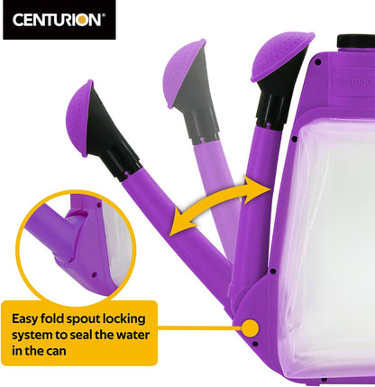 1408 Foldable Clear Plastic Watering Can,1.5 Gal with Rotating Nozzle, Long Stem Spout, Compact Ergonomic Design with Sprinkler & Pouring System Ideal for Indoor/Outdoor Gardening - Lavender