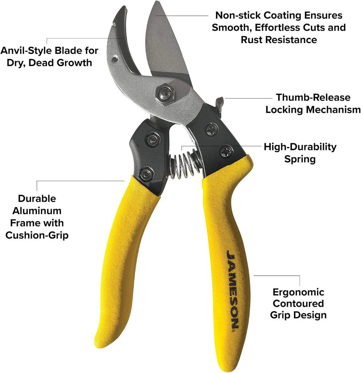 Anvil Pruning Shears – Heavy-Duty Professional Grade Pruner, 3/4” Cutting Capacity, Non-Stick Coating, Ergonomic Grip, Durable Aluminum Frame for Precision and Long-Lasting Performance