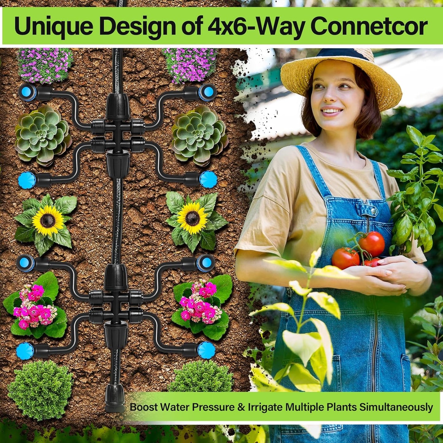 Bonviee Drip Irrigation System Kit for Garden Watering, 230FT Quick Connect