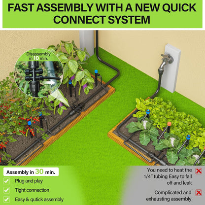 Bonviee Drip Irrigation System Kit for Garden Watering, 230FT Quick Connect
