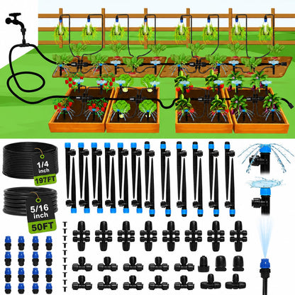 Bonviee Drip Irrigation System Kit for Garden Watering, 230FT Quick Connect