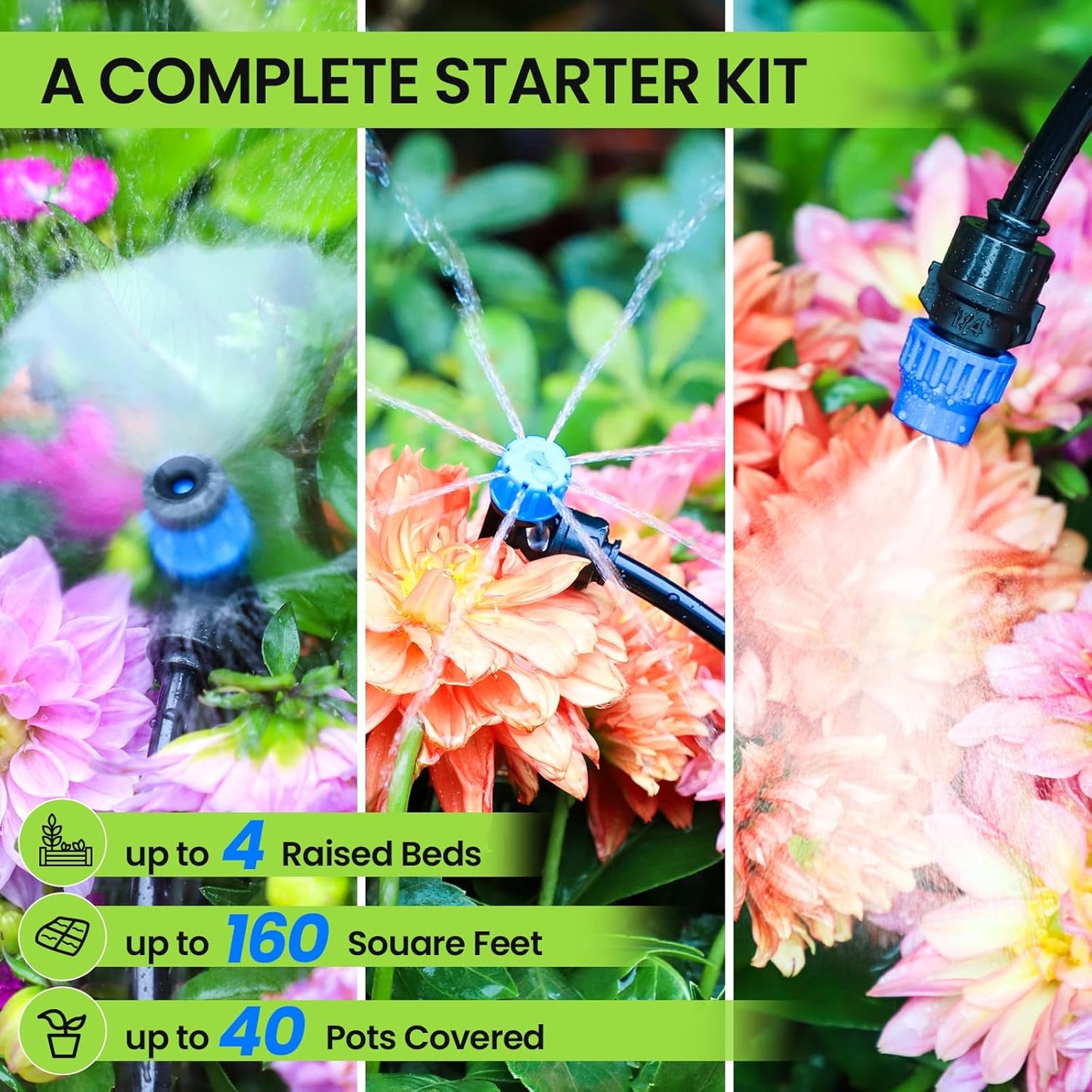 Bonviee Drip Irrigation System Kit for Garden Watering, 230FT Quick Connect