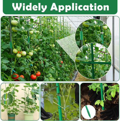 208PCS Garden Stakes Set with 60 Sets Fiberglass Plant Stakes Sticks Supports and Accessories, DIY 4ft 5ft 6ft 7ft Tomato Stakes for Tomato,Vegetables, Pepper, Fences Indoor Outdoor Plants