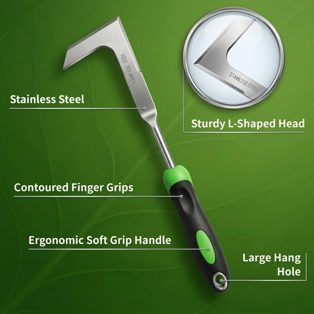 2-Piece Weeding Tool Set, Manual Weed Puller Tool, Crack Weeder Crevice Weeding Tool Stainless Steel, Paving Brick Moss Dandelion Removal, Weed Remover Tool for Garden Patio