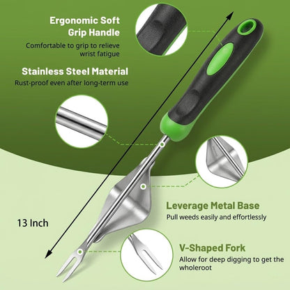 2-Piece Weeding Tool Set, Manual Weed Puller Tool, Crack Weeder Crevice Weeding Tool Stainless Steel, Paving Brick Moss Dandelion Removal, Weed Remover Tool for Garden Patio