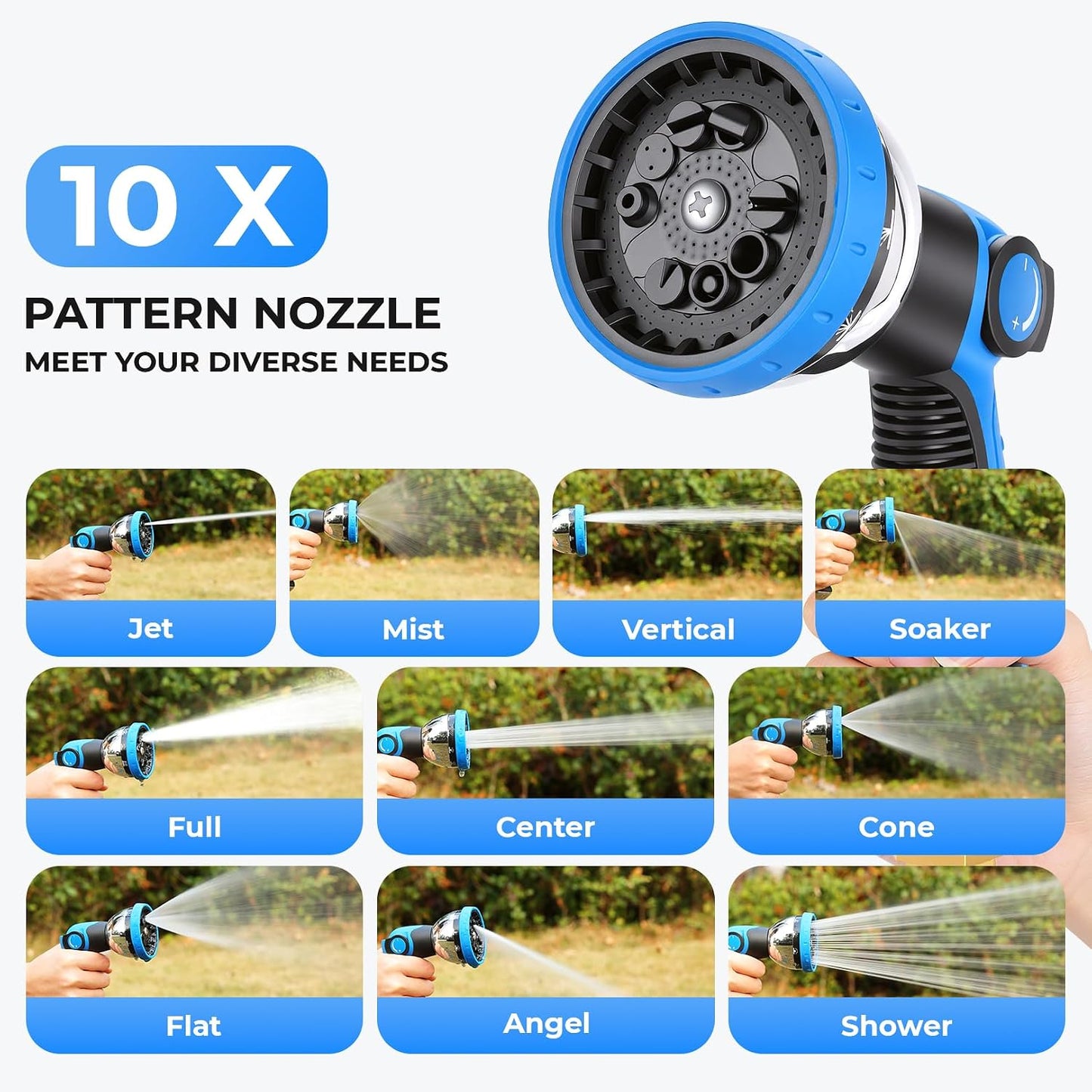 Retractable Garden Hose Reel, 1/2 in x 100 ft Heavy Duty Wall Mounted Hose Reel with Upgraded Automatic Slow Rewind System, Any Length Lock, 180° Swivel Bracket, 10-Pattern Nozzle for Outdoor Watering