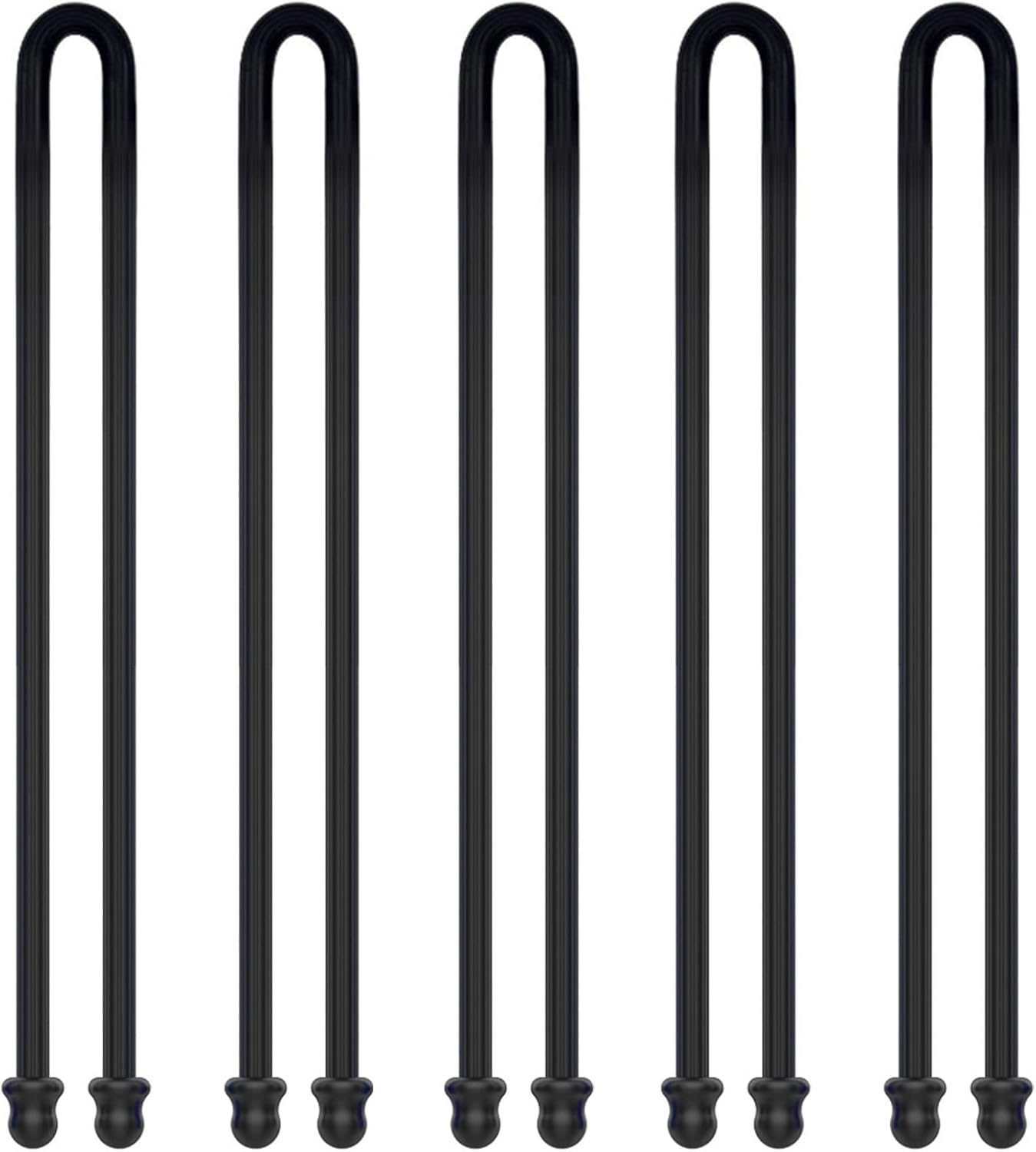 5Pcs 18in Silicone Cable Tie, Steel-Cord Twist Ties, Organizer