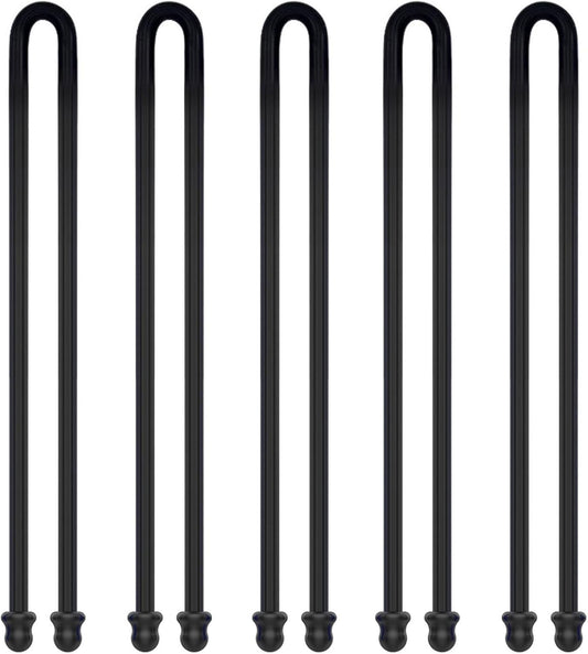 5Pcs 18in Silicone Cable Tie, Steel-Cord Twist Ties, Organizer