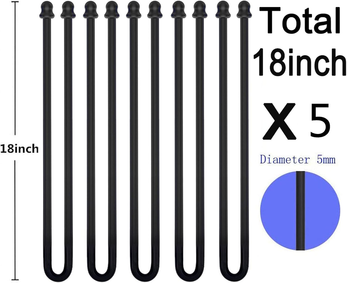 5Pcs 18in Silicone Cable Tie, Steel-Cord Twist Ties, Organizer