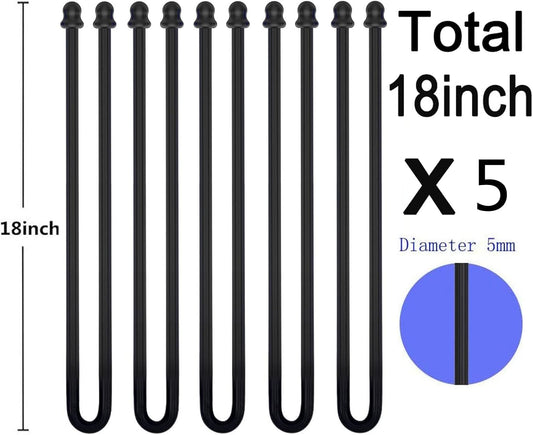 5Pcs 18in Silicone Cable Tie, Steel-Cord Twist Ties, Organizer
