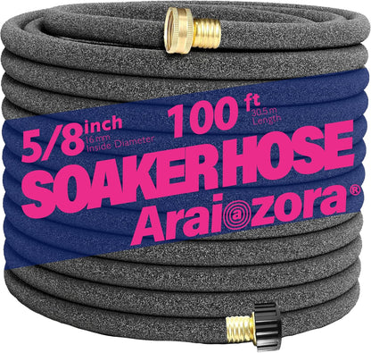 Soaker Hose 50FT 5/8 Inch, Heavy Duty Leakproof Drip Irrigation Hose for Deep Watering Garden, Flower Beds & Landscaping
