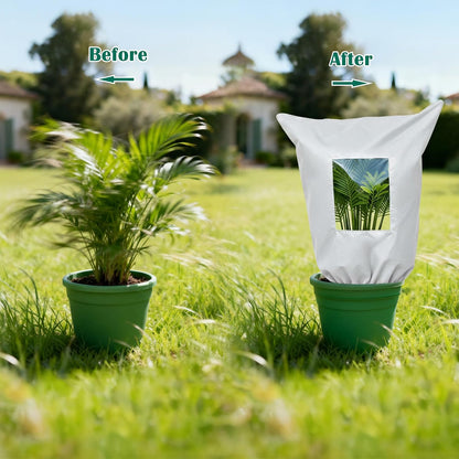 Plant Covers Freeze Protection - 4 Pack Winter Frost Tree Plant Shrub Cloth with Zipper Drawstring Transparent Pane, Frosts Blanket Wrap Bags for Outdoor Cold Weather (White, 47''×31'')
