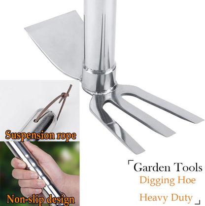 Gardening Rakes Shovel,Digging Hoe Garden Tools 2 in 1 Hoe and Rake,Heavy Duty Stainless Steel Vegetable Flower Planting Digging Gadget (Hoe and Rake)