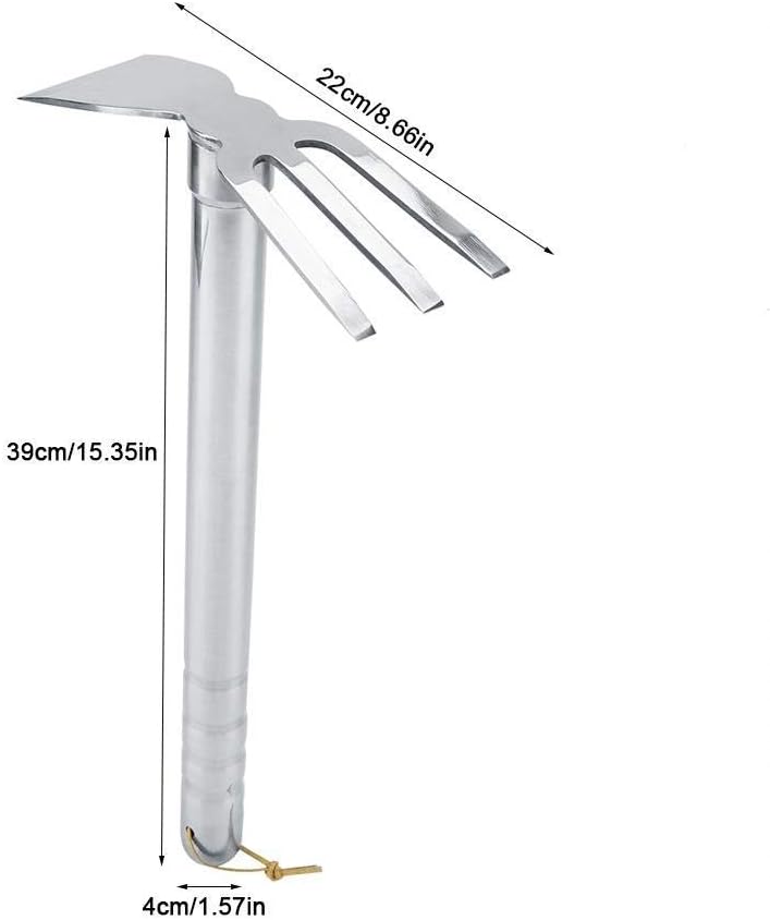 Gardening Rakes Shovel,Digging Hoe Garden Tools 2 in 1 Hoe and Rake,Heavy Duty Stainless Steel Vegetable Flower Planting Digging Gadget (Hoe and Rake)