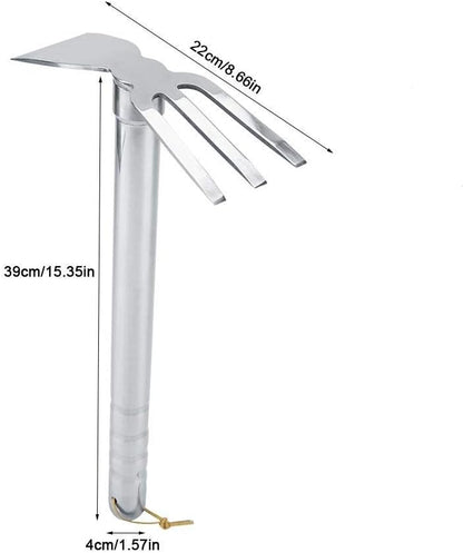 Gardening Rakes Shovel,Digging Hoe Garden Tools 2 in 1 Hoe and Rake,Heavy Duty Stainless Steel Vegetable Flower Planting Digging Gadget (Hoe and Rake)