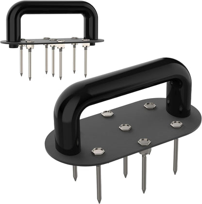 Hand Tiller Garden Tool Lawn Aerator Spike Manual Tool Portable Handheld Aerator Lawn Tool with 7-Iron Spikes, Pre-Aessmbled Small Grass Aerator Tool, Cultivator Tiller Soil Lossener