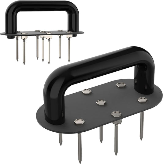 Hand Tiller Garden Tool Lawn Aerator Spike Manual Tool Portable Handheld Aerator Lawn Tool with 7-Iron Spikes, Pre-Aessmbled Small Grass Aerator Tool, Cultivator Tiller Soil Lossener