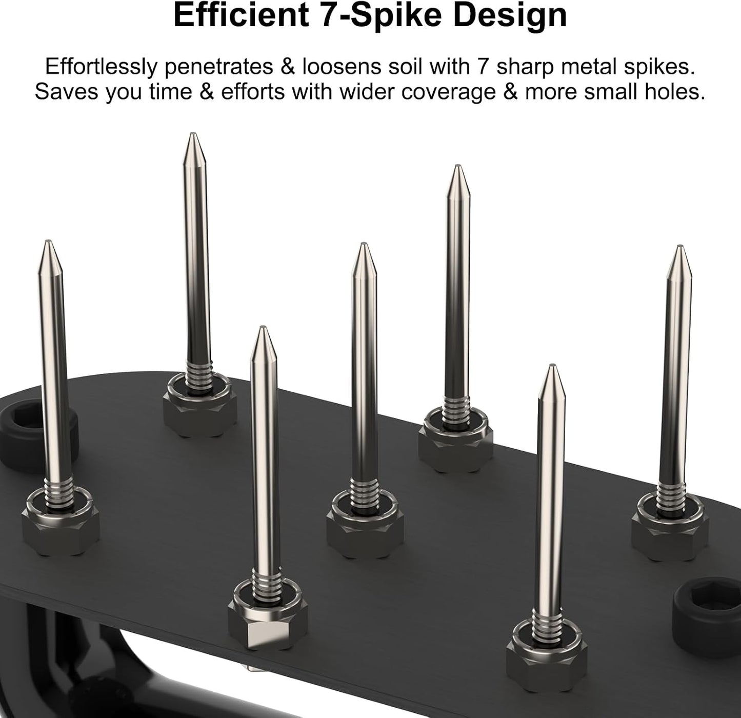 Hand Tiller Garden Tool Lawn Aerator Spike Manual Tool Portable Handheld Aerator Lawn Tool with 7-Iron Spikes, Pre-Aessmbled Small Grass Aerator Tool, Cultivator Tiller Soil Lossener