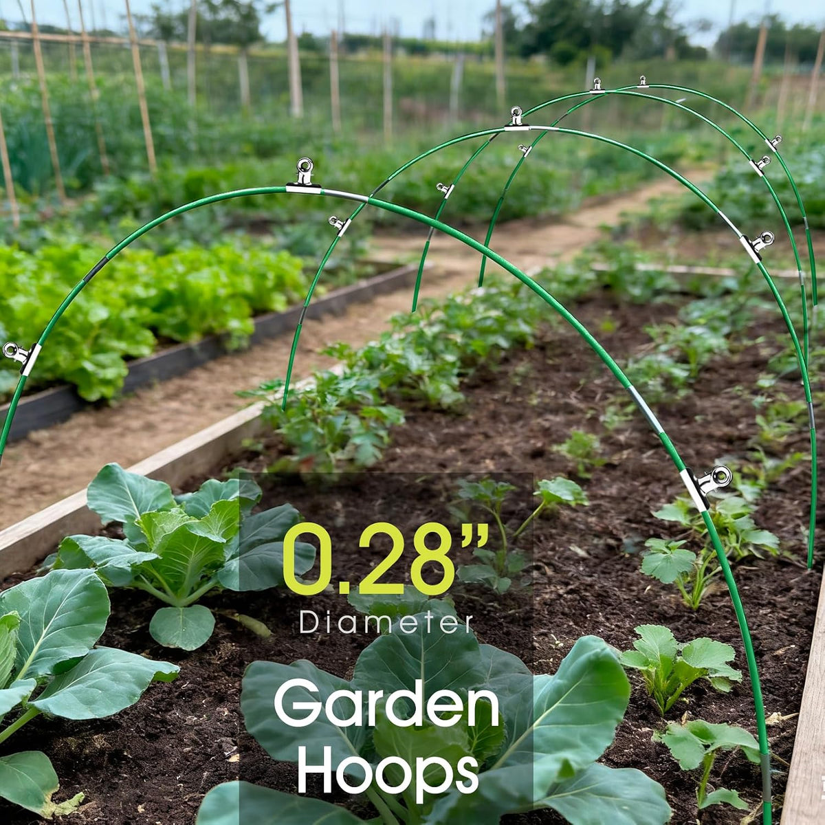 Garden Hoops for Raised Beds, Greenhouse Hoops for Row Cover, 24 PCS