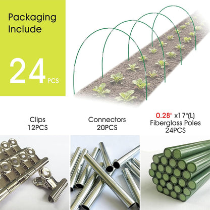 Garden Hoops for Raised Beds, Greenhouse Hoops for Row Cover, 24 PCS