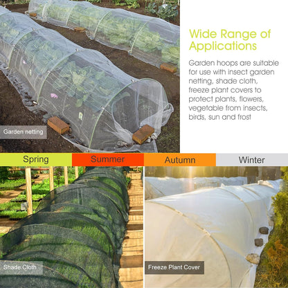 Garden Hoops for Raised Beds, Greenhouse Hoops for Row Cover, 24 PCS