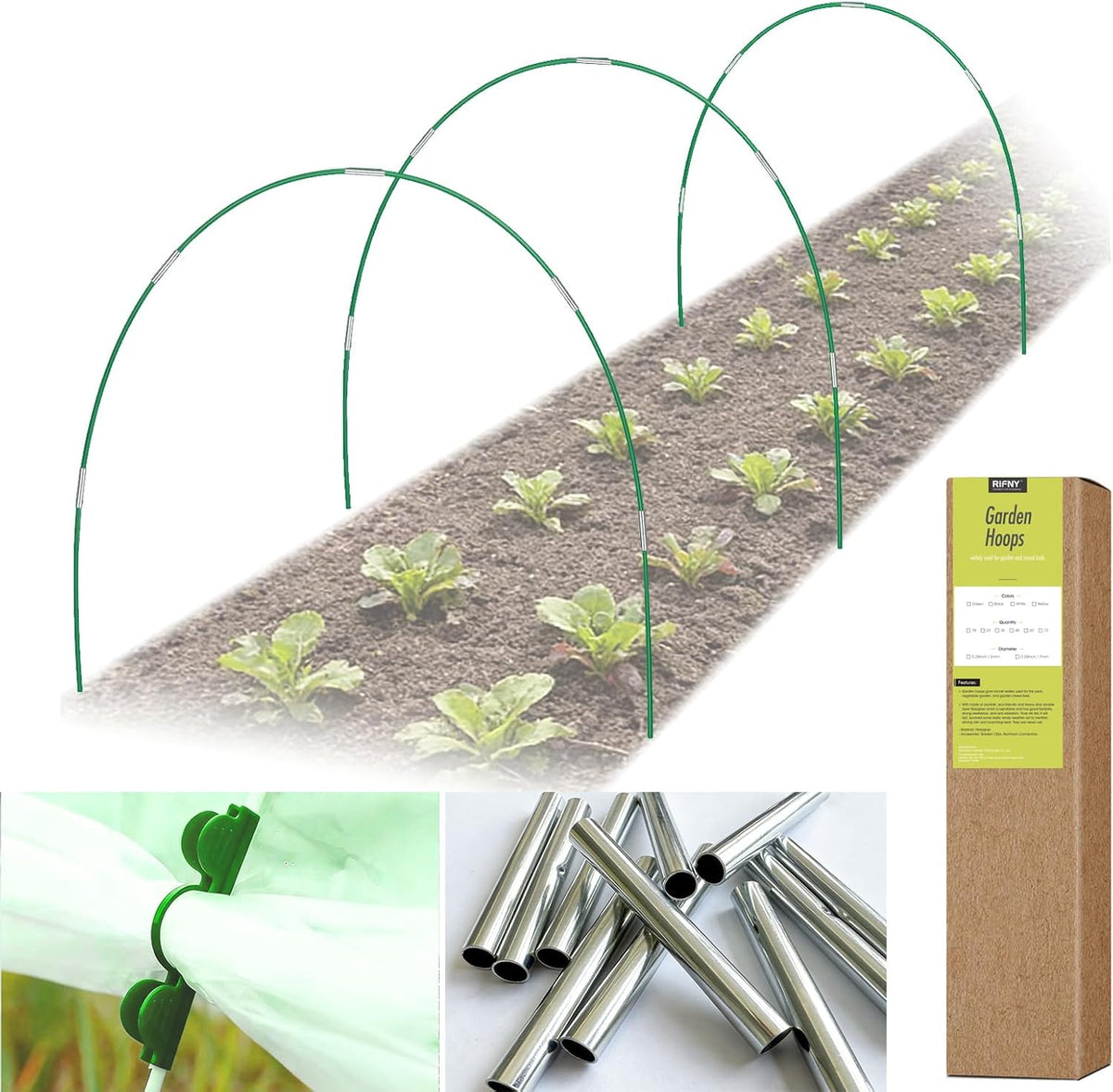 Garden Hoops for Raised Beds, Greenhouse Hoops for Row Cover, 24 PCS