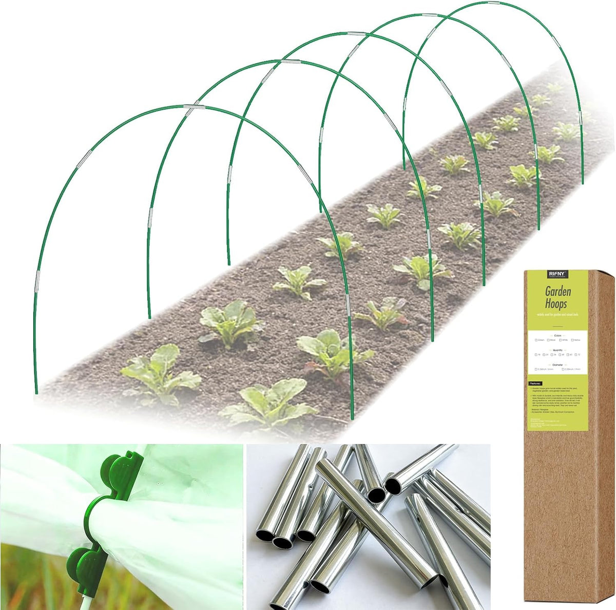 Garden Hoops for Raised Beds, Greenhouse Hoops for Row Cover, 24 PCS