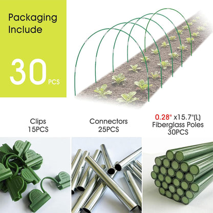 Garden Hoops for Raised Beds, Greenhouse Hoops for Row Cover, 24 PCS