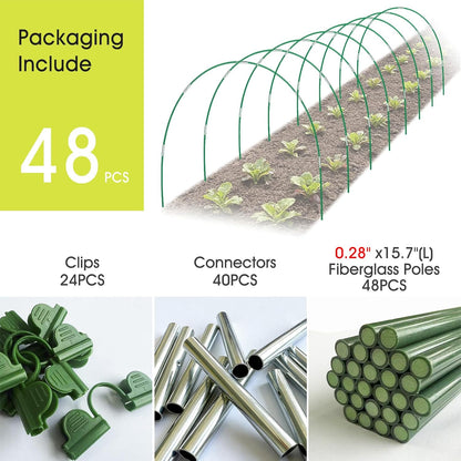 Garden Hoops for Raised Beds, Greenhouse Hoops for Row Cover, 24 PCS
