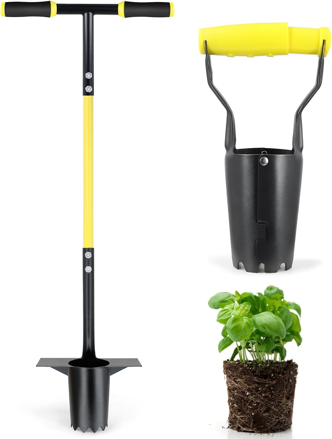 2PCS Bulb Planter Tools Set, Long Handle Garden Transplanter and Small Bulb Planting Tool with Deep Marker, Ideal for Planting Bulbs, Seedlings, Flowers & Vegetables