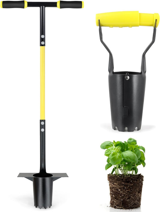 2PCS Bulb Planter Tools Set, Long Handle Garden Transplanter and Small Bulb Planting Tool with Deep Marker, Ideal for Planting Bulbs, Seedlings, Flowers & Vegetables