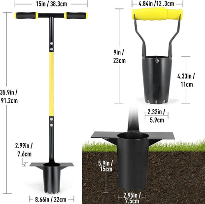 2PCS Bulb Planter Tools Set, Long Handle Garden Transplanter and Small Bulb Planting Tool with Deep Marker, Ideal for Planting Bulbs, Seedlings, Flowers & Vegetables