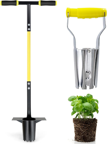2PCS Bulb Planter Tools Set, Long Handle Garden Transplanter and Small Bulb Planting Tool with Deep Marker, Ideal for Planting Bulbs, Seedlings, Flowers & Vegetables