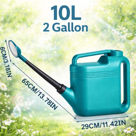 2 Gallon Watering Can, Garden Watering Can Outdoor, Large Plant Watering Can with Long Spout, Non-Slip Handle, Leak-Proof Plastic Watering Can