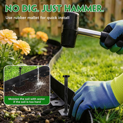 100PCS 8-Inch Plastic Landscape Edging Stakes, Spiral Nylon Landscape Spikes, Anchoring Nails for Weed Barrier, Paver Edging, Landscape Edging, Artificial Turf, Grass Pathways, Black