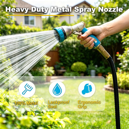 Metal Garden Hose Nozzle Heavy Duty, 8 Spray Patterns, High Pressure