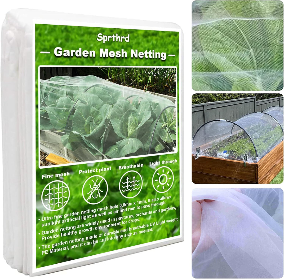 Garden Netting, 10x15Ft Plant Covers Ultra Fine Mesh Netting Pest Barrier Protection Bird Mosquito Net Plants Cover for Vegetables Fruits Flowers Crops Garden